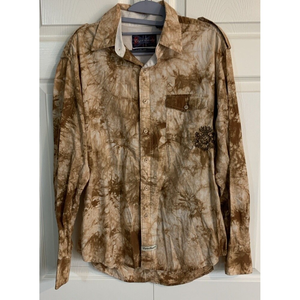 English Laundry Hand Sewn Embroidered Button Down Shirt Mens M